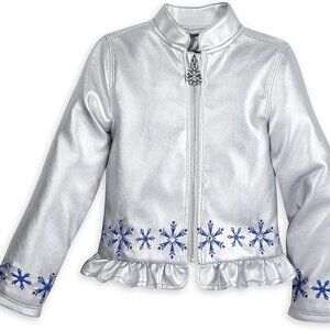 Disney Frozen Faux Leather Jacket for Girls Silver 5/6 new with a tag from Disne
